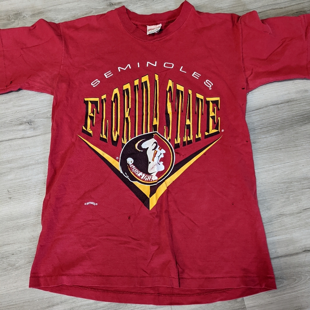 Vtg 90s Florida State Seminoles Distressed Shirt NUTMEG L FSU